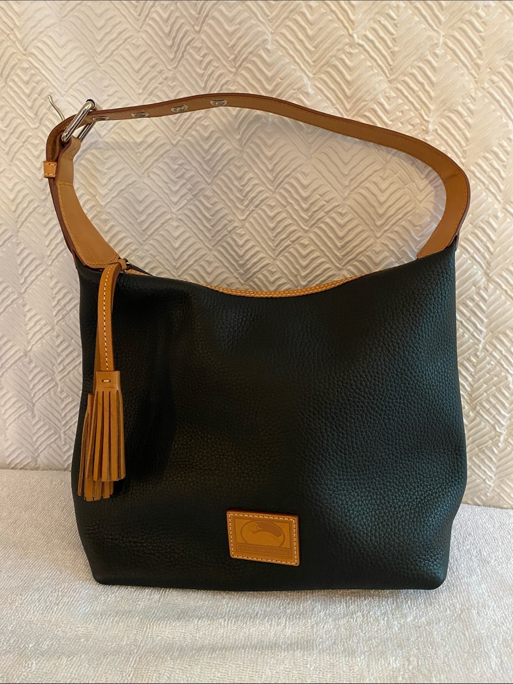 Dooney & Bourke Pebble Leather Paige Bag black brown trim